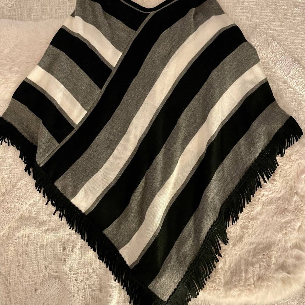 Nina Leonard Striped Poncho
